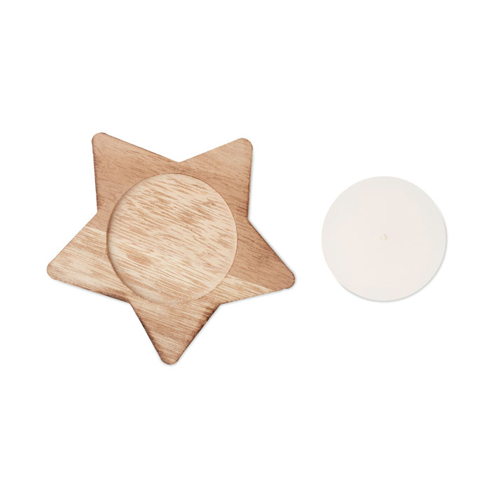 Candle on star wooden base - Image 2