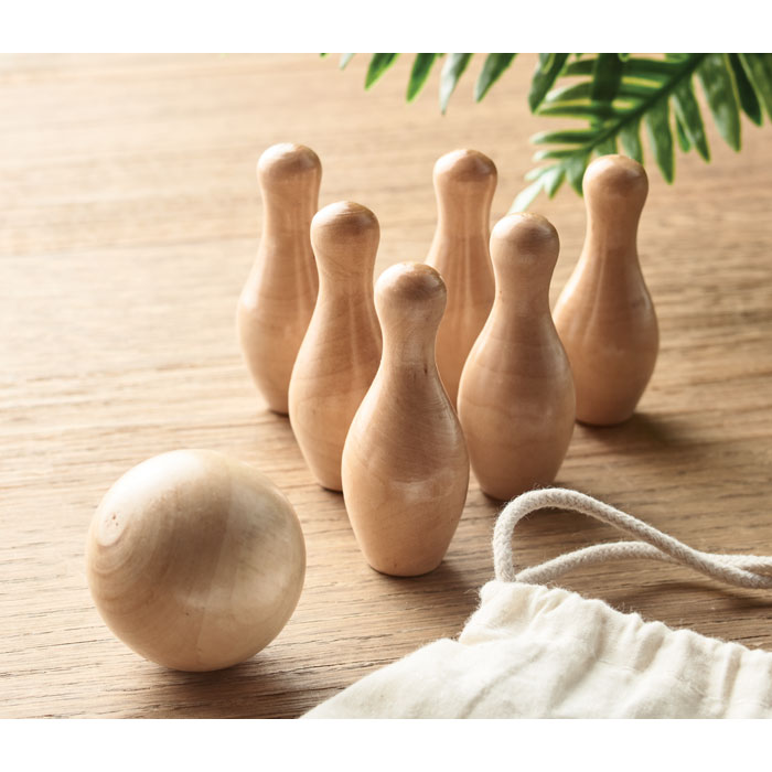 Mini pine wood bowling set - Image 5