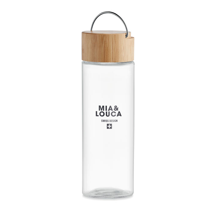 Glass bottle 500ml bamboo lid - Image 3