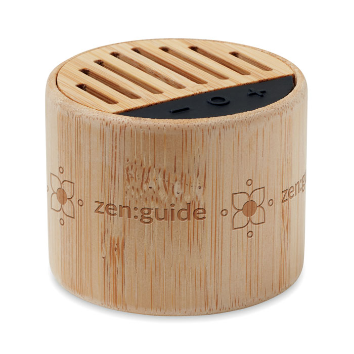 Round bamboo wireless speaker - Image 3