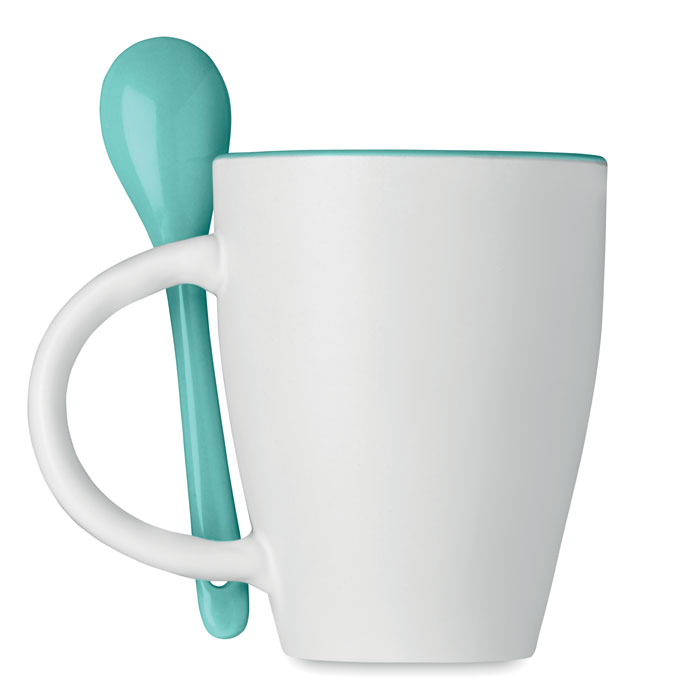 Bicolour mug with spoon 250 ml - Image 2