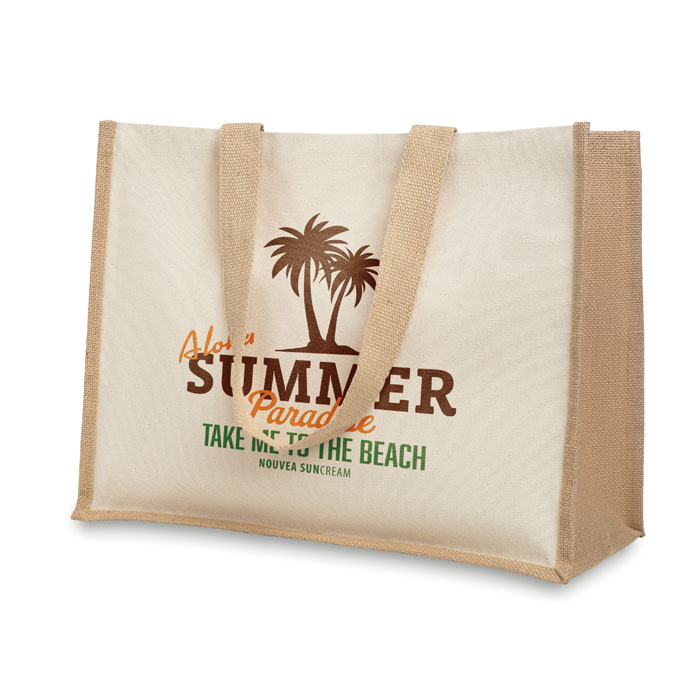 Jute and canvas shopping bag - Image 4