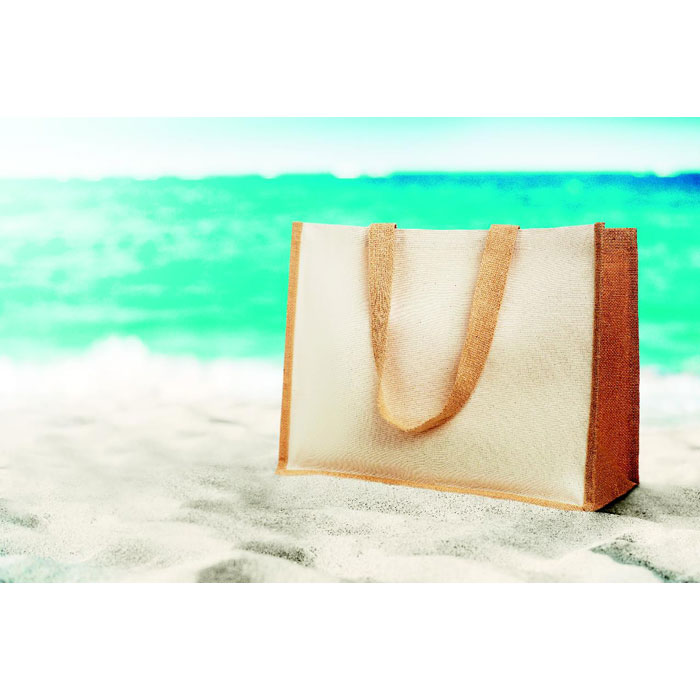 Jute and canvas shopping bag - Image 5