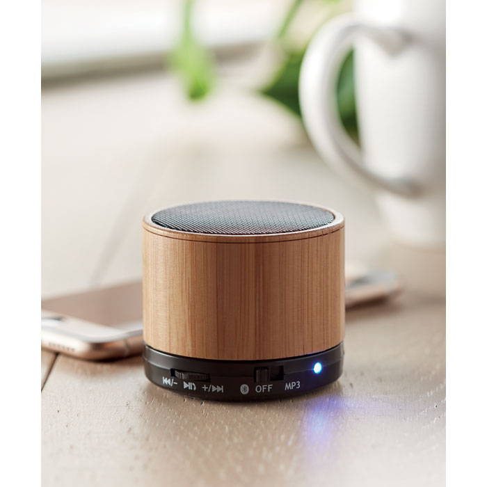 Round Bamboo wireless speaker - Image 5